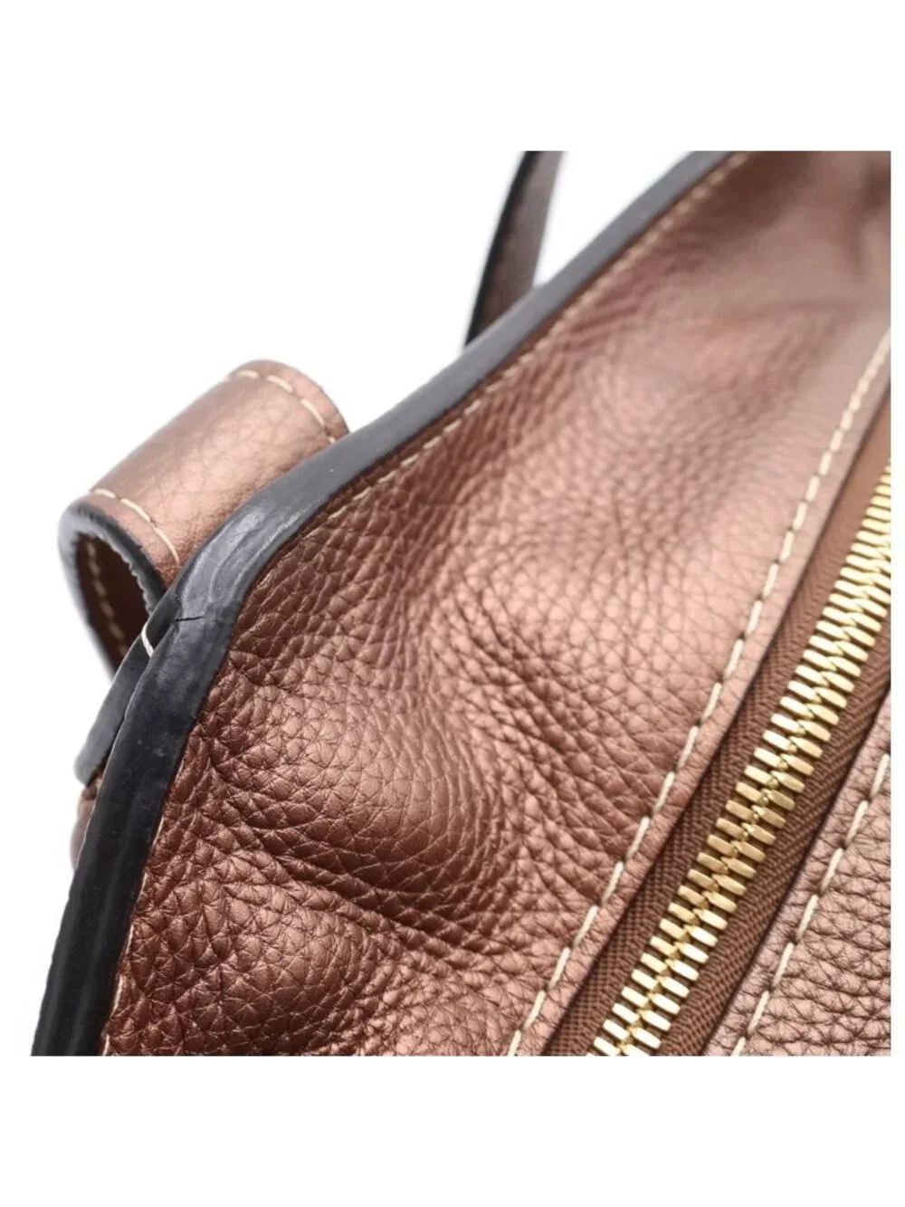 Loewe New Line Tote Brown Beige Leather Canvas Gold